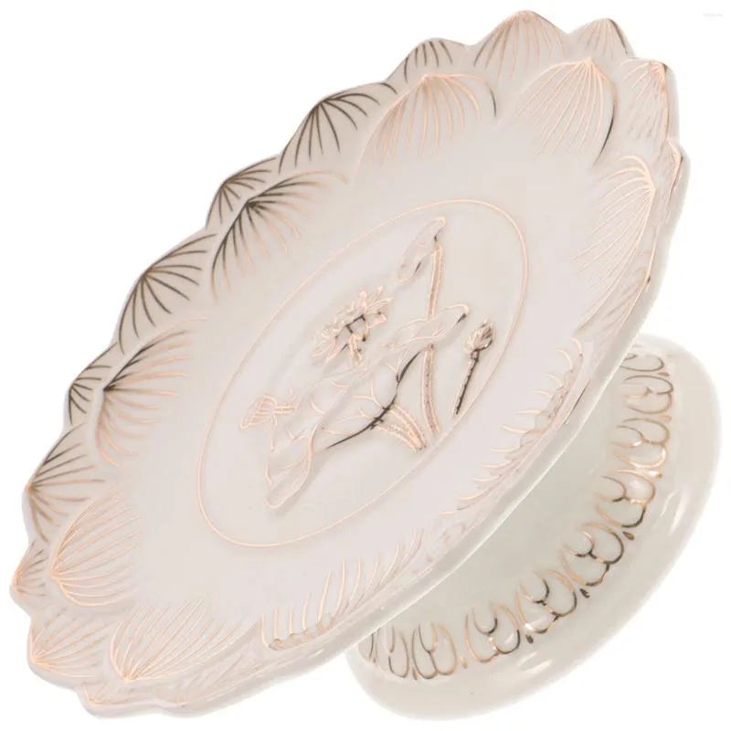 Plates Ceramic Lotus Offering Plate Temple Fruit Tray Containers Tableware Ceramics Prayer Bowls Jewelry Trays