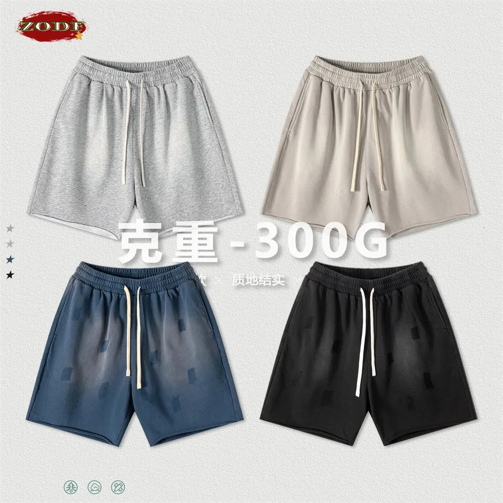 Zodf Trendy Spring Summer 300gsm Shorts for Men UNISEX RETRO SEDE BEDE Monkey Streetwear Shortwear Streetwear Hy0784 240409