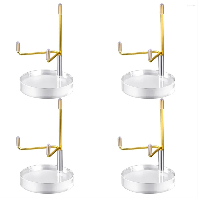 Jewelry Pouches 4 Pcs Clear Acrylic Display Stand Holder With Adjustable Metal Arms Easel For Crystal Gemstones Rock