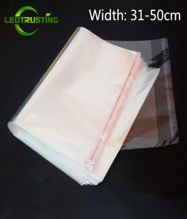 Leotrusting 100pcs 31-50cm Width rge Clear OPP Adhesive Bag Transparent Poly Reseable Packaging Bag Self Pstic Gift Pouch300S6833617
