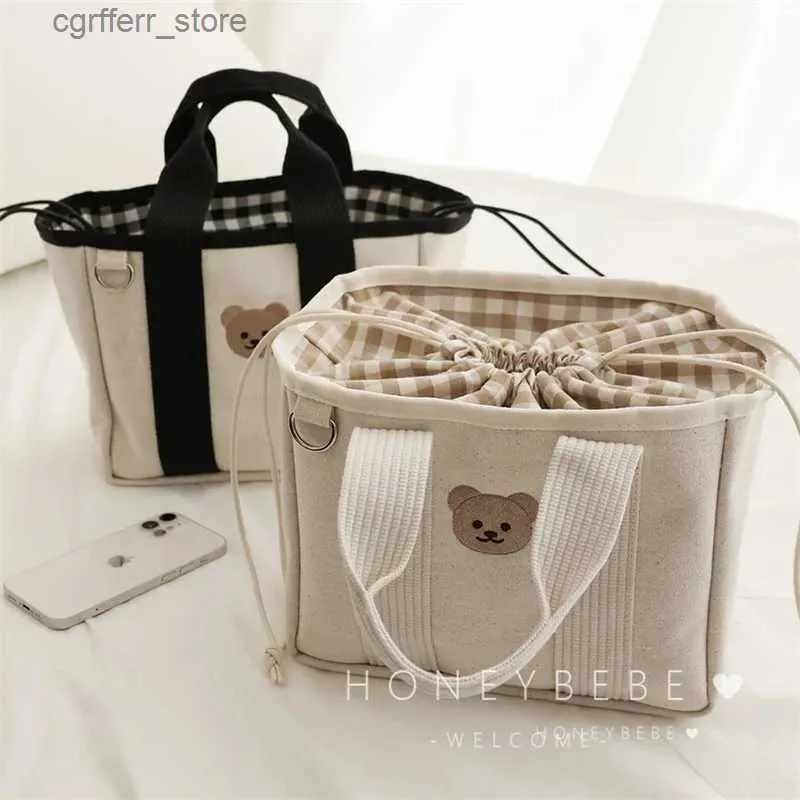 Diaper Bags Cute Bear Maternity Bag for Baby Diaper Korean Quilted Mommy Bag Nappy Maternity Packs Toiletry Luggage Bag Mom Travel Tote L410