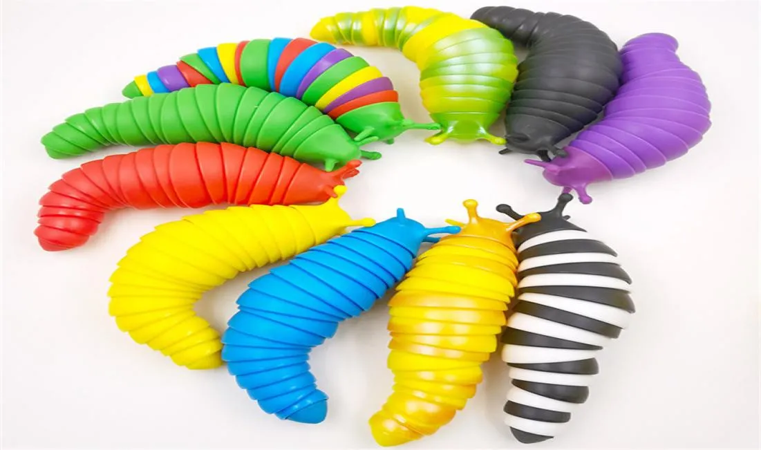 DHL Free HotSale Creative Articulated Slug Toy 3D Pedagogiska färgglada stressavlastningsgåva Leksaker för barn YT1995022482376