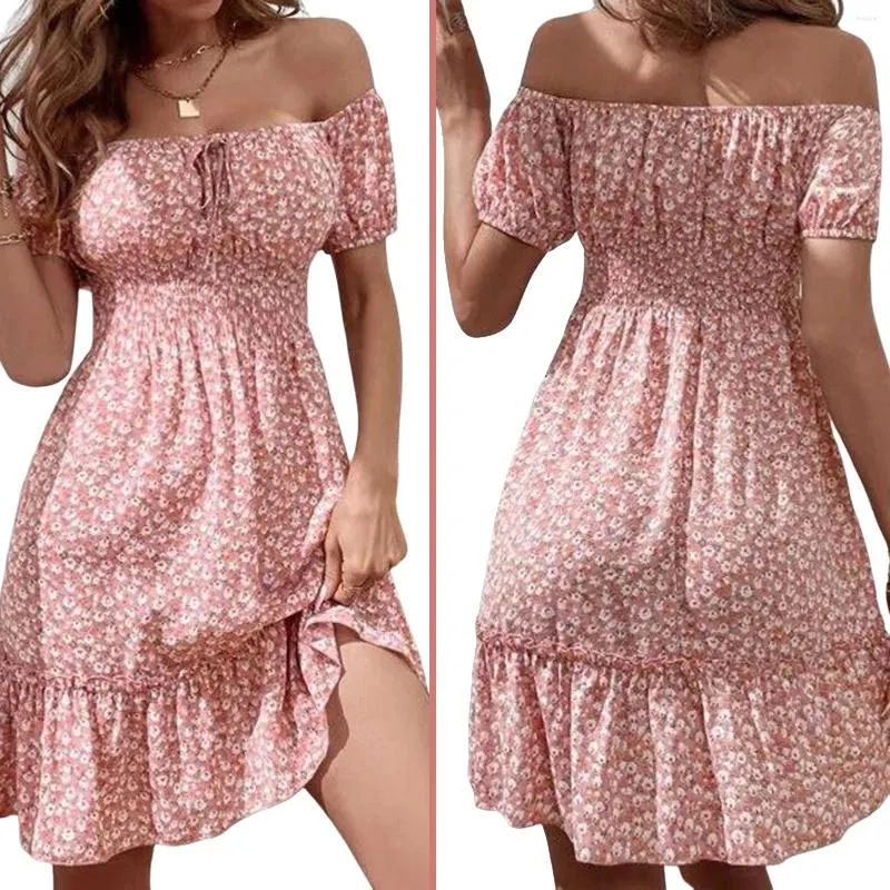 Casual Dresses Summer Dress For Women Tie Front Frill Smocked Daily