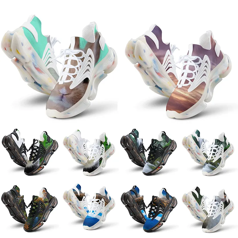 Бесплатная доставка DIY Дизайнерские кроссовки для мужчин Женщины индивидуальные изображения бежевые светло -коричневые синие моды на открытом воздухе женские кроссовки кроссовки Gai