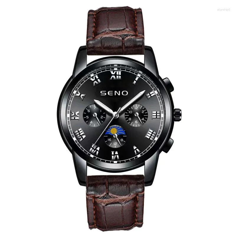 Orologi da polso maschile casual retrò orologio notturno glow acciaio quarzo quadrante grande