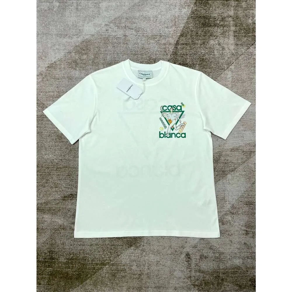 24SS Casablanca T-shirts masculins Nouveau triangle motif imprimé coule rond chemises décontractées pour hommes et femmes t-shirts à manches courtes noires noires casablanc