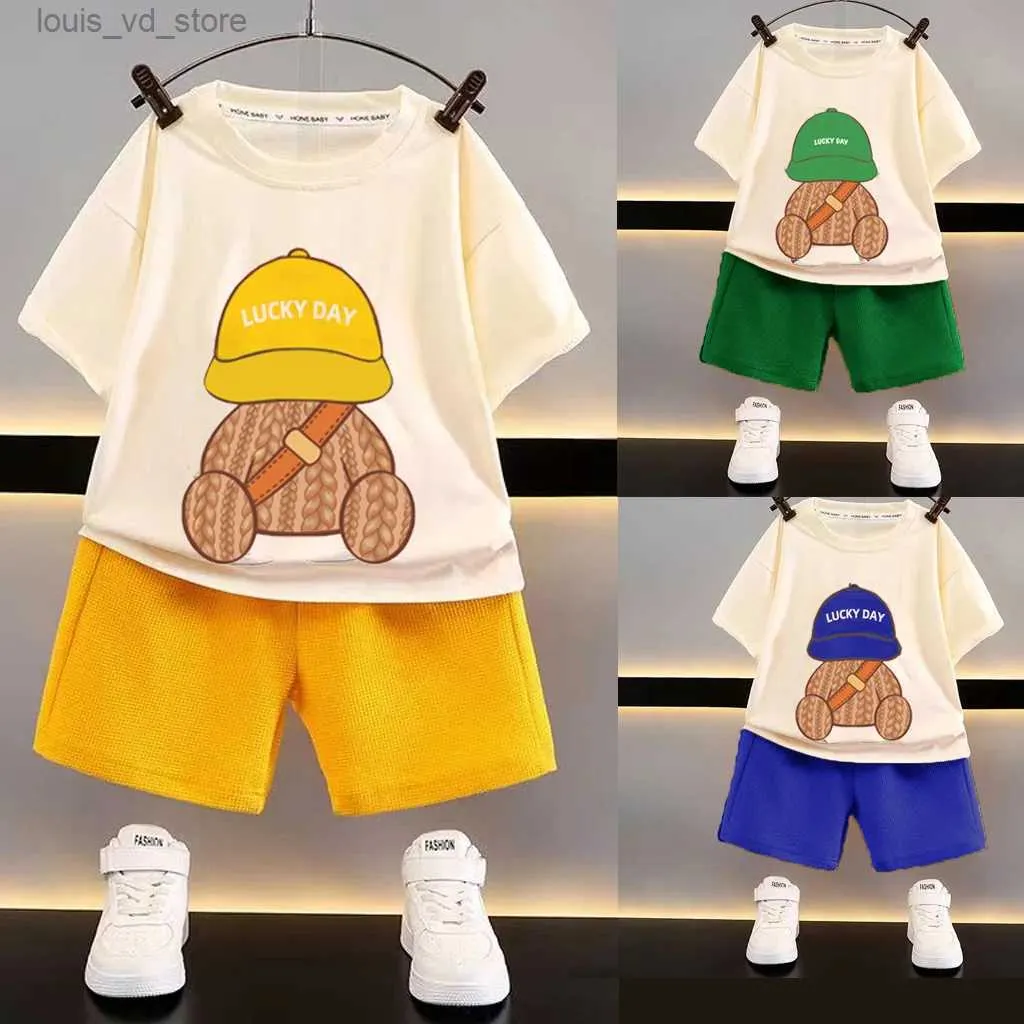 Sets de ropa Summer Baby Boy Cloth Set Kid Girl Tshirts y pantalones cortos 2 piezas Traje para niños Cartoon de manga corta Top Tourfits T240415