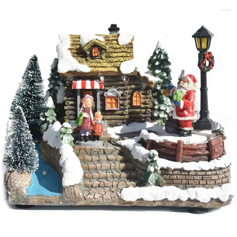 Figurine decorative Casa di neve di Natale COLORE LUMINE LUMINE ALLUMINESSENT ROVVING SANTA CLAUS ORNNE