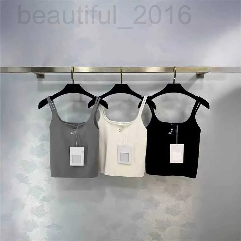 Frauen Tanks Camis Designer 24 frühem Frühling neuer Nanyou Cha Agen -Mädchen Stil Einfacher und vielseitiger doppelter Schulterboden gestrickt Slling Top 0SJP