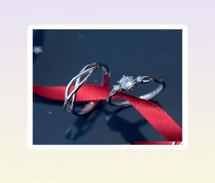 Livraison de drop 2021 Jewelry S925 Sterling Sier Zircon Line Shape Anneaux pour Couple Fashion of LFCRE7442073