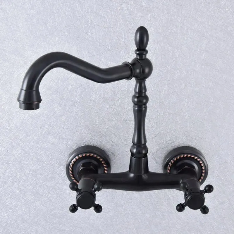 Robinets d'évier de salle de bain Huile noire en laiton Basin Basin Basin mélangeur de robinet de robinet pivot