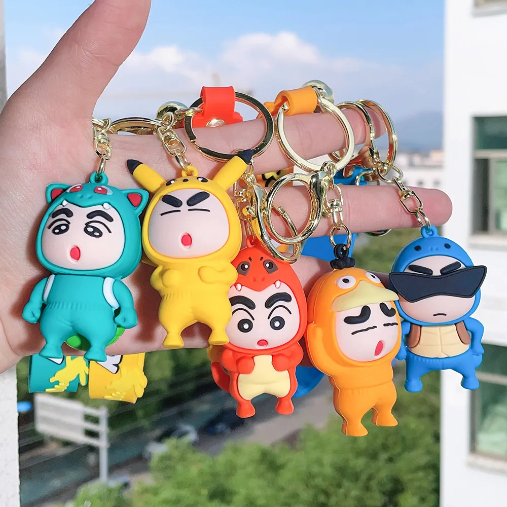 Fashion Cartoon Movie personnage Keychain Rubber and Key Ring pour sac à dos