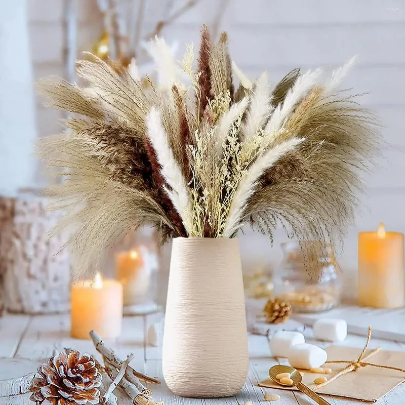 Kwiaty dekoracyjne 80pcs naturalny suszony pampa trawa bukiet boho home dekoracje halloween phragmites ślub świąteczny dekoracja