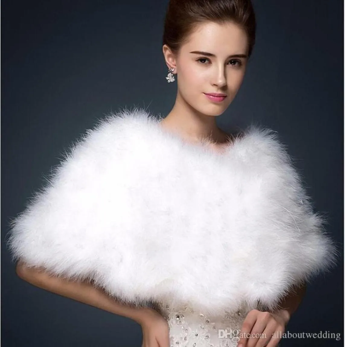 Luxurious Ostrich Feather Bridal Shawl Fur Wraps Marriage Shrug Coat Bride Winter Wedding Party Boleros Jacket Cloak5457156