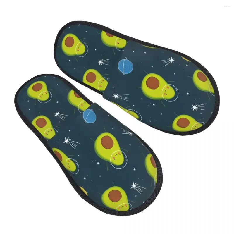 Hausschuhe Avocado im Weltraum Cartoon Slipper für Männer Männer flauschiger Winter warm warm Innen