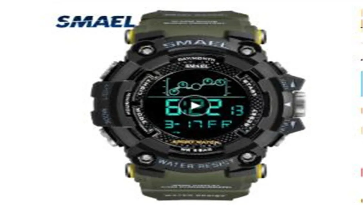 رجال مشاهدة العسكرية المقاومة للماء Smael Sport Watch أدى إلى ساعات توقيت الرسغ الرقمية للذكور 1802 Relogio Masculino Watches1318759