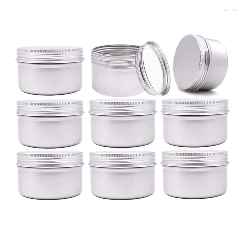 Bouteilles de rangement 64pcs 4 oz 120g en aluminium en aluminium rond des pots de récipient vide avec couvercle à vis en métal pour bougies à lèvres pilules de bonbons