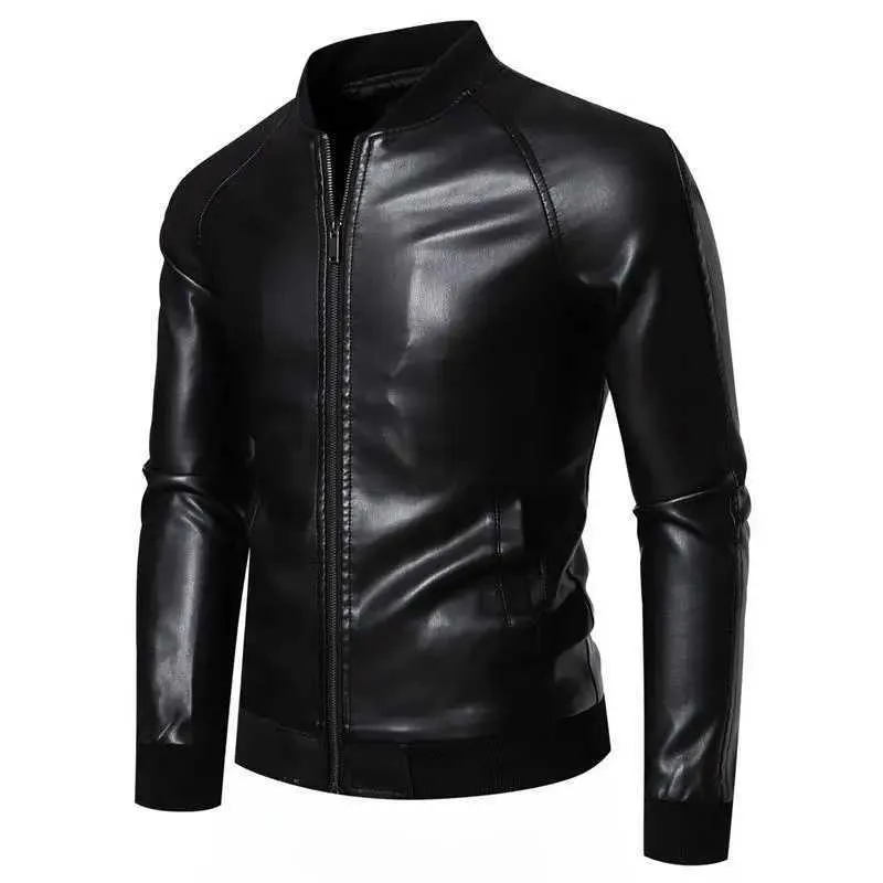 High Quality Mens Faux Leather Stand Up Collarless Mens High Quality Mens Faux Leather Stand Up Collarless Mens