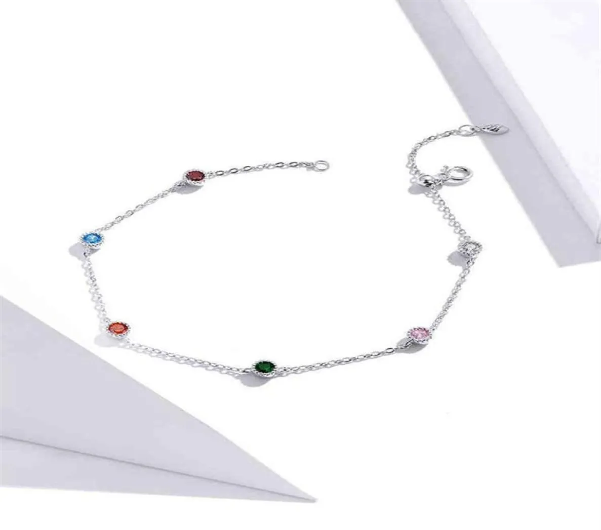 21 5cm anklet 925 Sterling Silver Romantic Small round zircon Charm Anklet For Women S925 Ankle Bracelet Adjustable Length 21101822808920