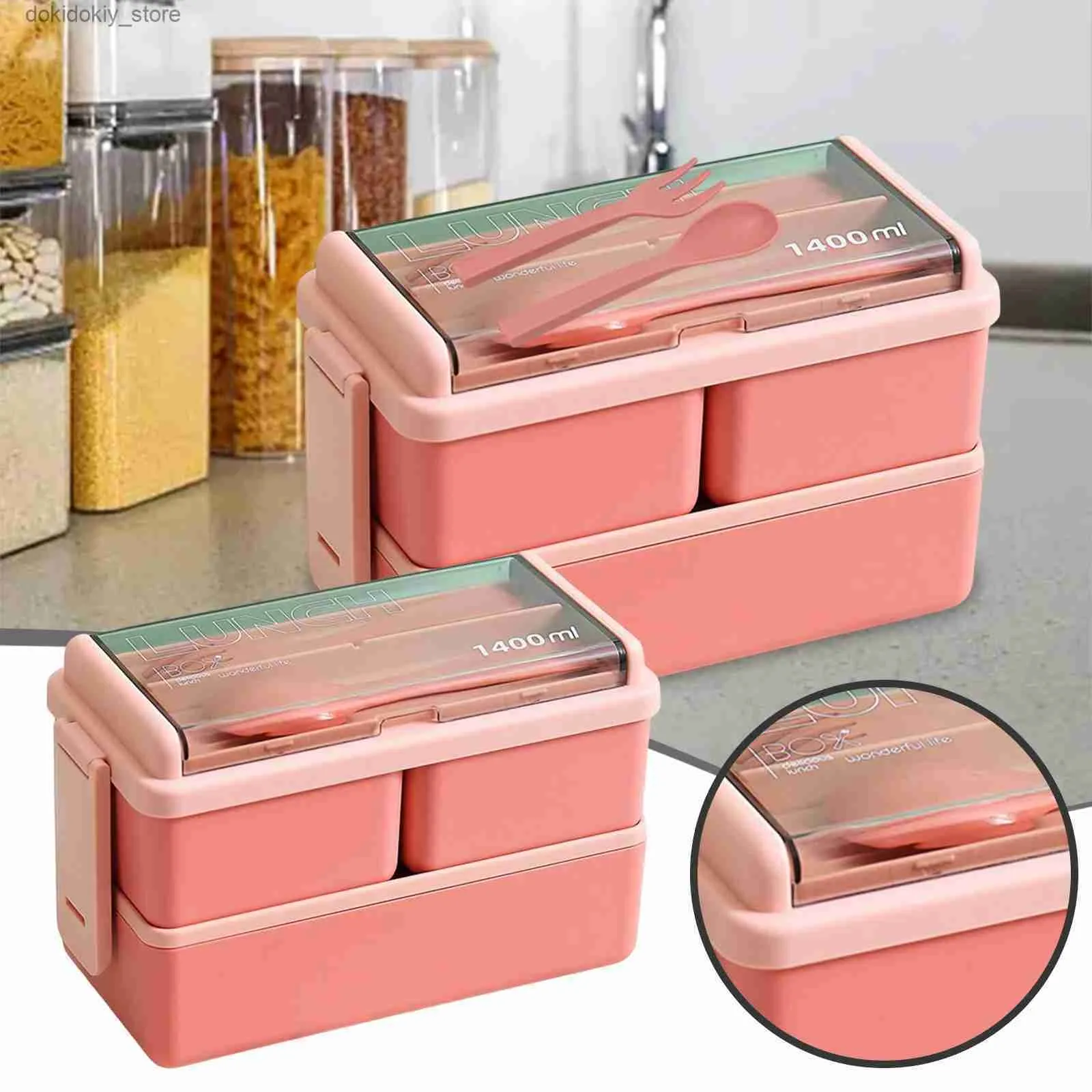 Bento Boxes Lunch Box per bambini per adulti Container per le perdite per le perdite box con 3 compartimenti a scuola lavoro a microonde bento box rosa portatile L49