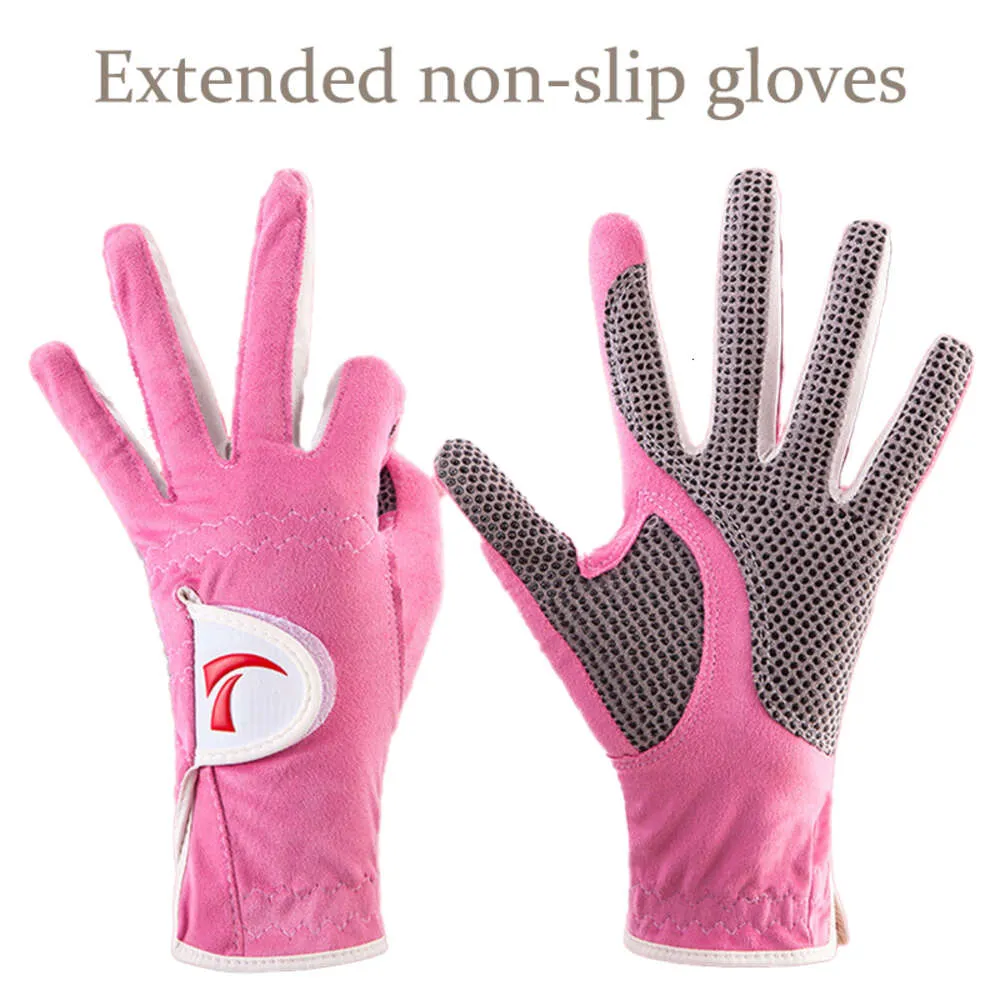 Golf Gloves Women's Extended Ultra Fiber Cloth hands wear breathable sports gloves Anti Slip Particle Double Hand Sunscreen Summer Thin Edition