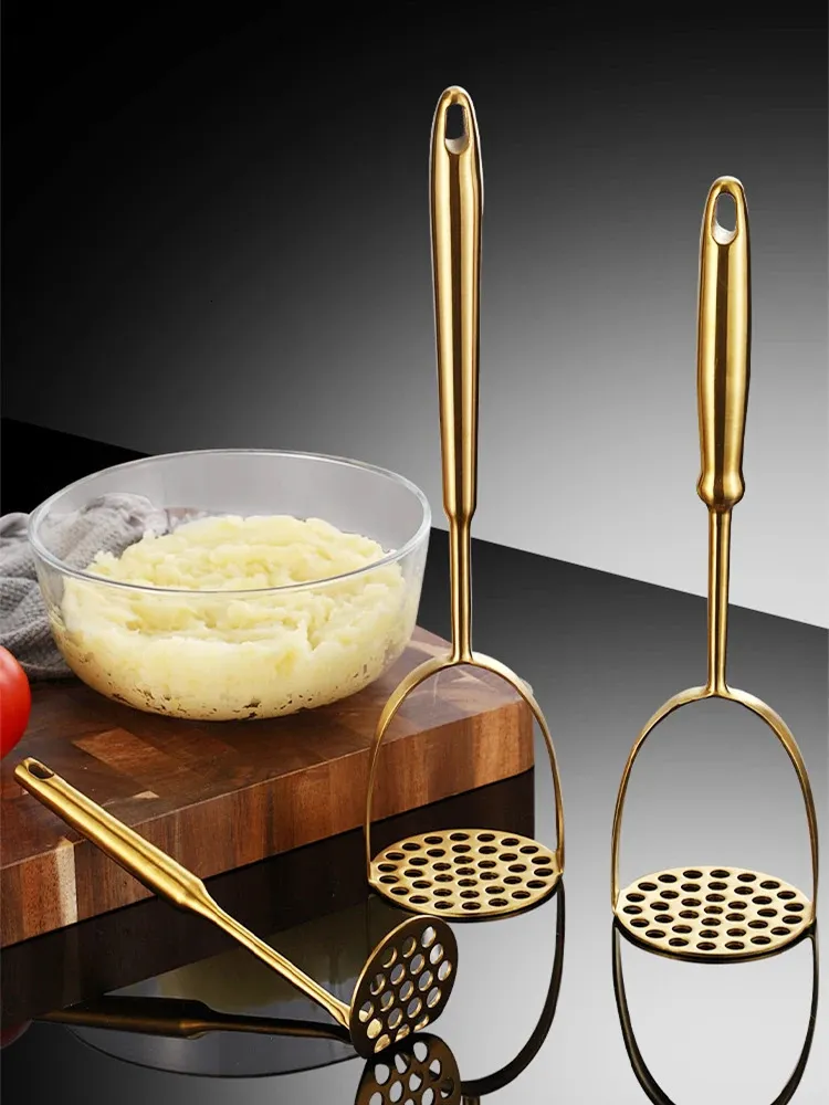 Cancella di schiacciatore di patate in acciaio inossidabile domestico Cruscotto per alimenti liscio Aglio Sumpkin Ricer Gadgets Utensili per la casa 240415