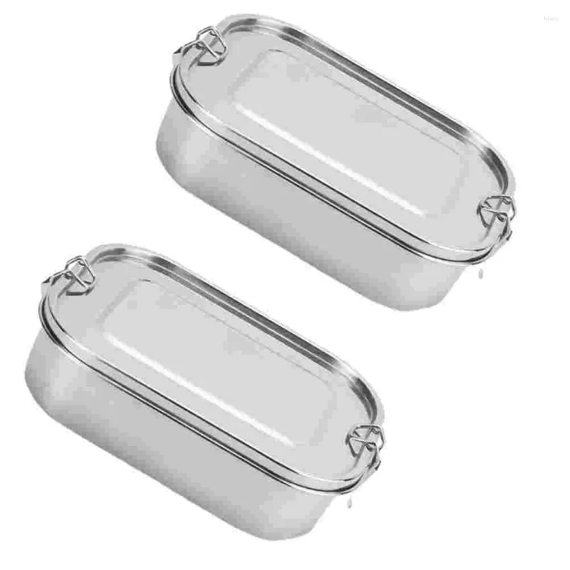 Dinnerware 2pcs aço inoxidável lanche retangular lanche RECIMENTO FASTO PARA CAMPO DE ESCOLAS DE HOMEM (camada única com fivela)