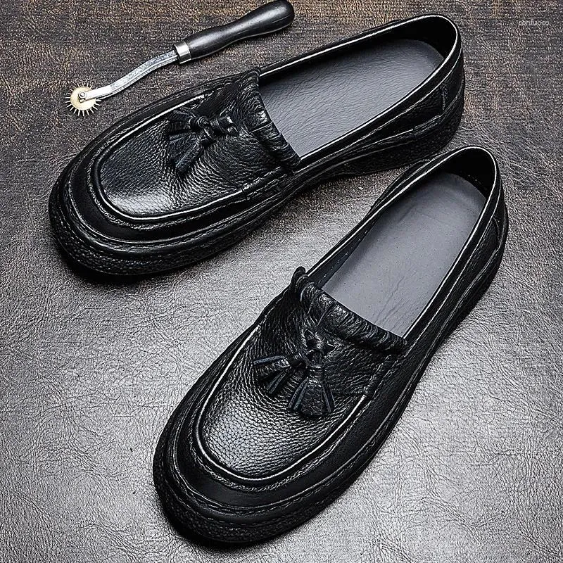 Casual Shoes Retro Soft Leather Mens Business Loafers Handmade Brand Quality Fashion Designer Slip On Summer Social Man