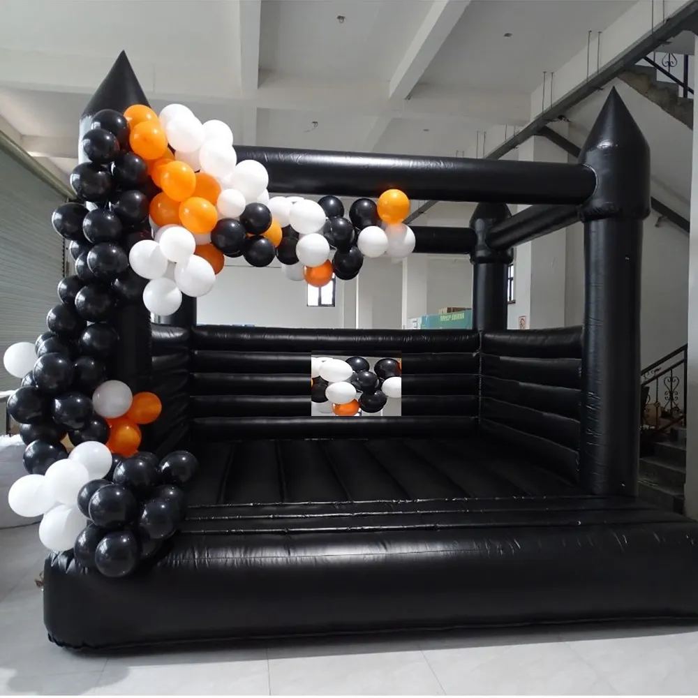 4,5 mlx4,5mwx3mh (15x15x10ft) kommersiellt svart studshus hoppande bouncy castle uppblåsbar jumper bouncer för festevenemang