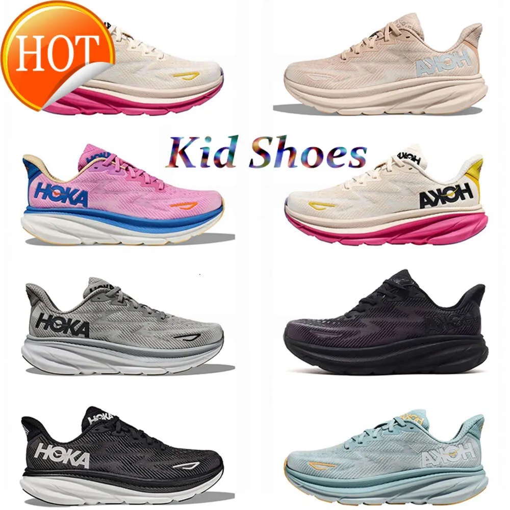 Kid Hoka One Clifton 9 Laufschuhe Kleinkinder Mode-Sneaker Hokas Damen Dreifach schwarze weiße Cyclamen Sweet Lila Wechse Sand Boys Girls Trainer Größe 28-35