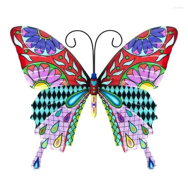 Garden Decorations Decorative Butterfly Wall Sculpture Hanging Pendant Wrought Iron Mural Art Outdoor Fences Decoration Accessories