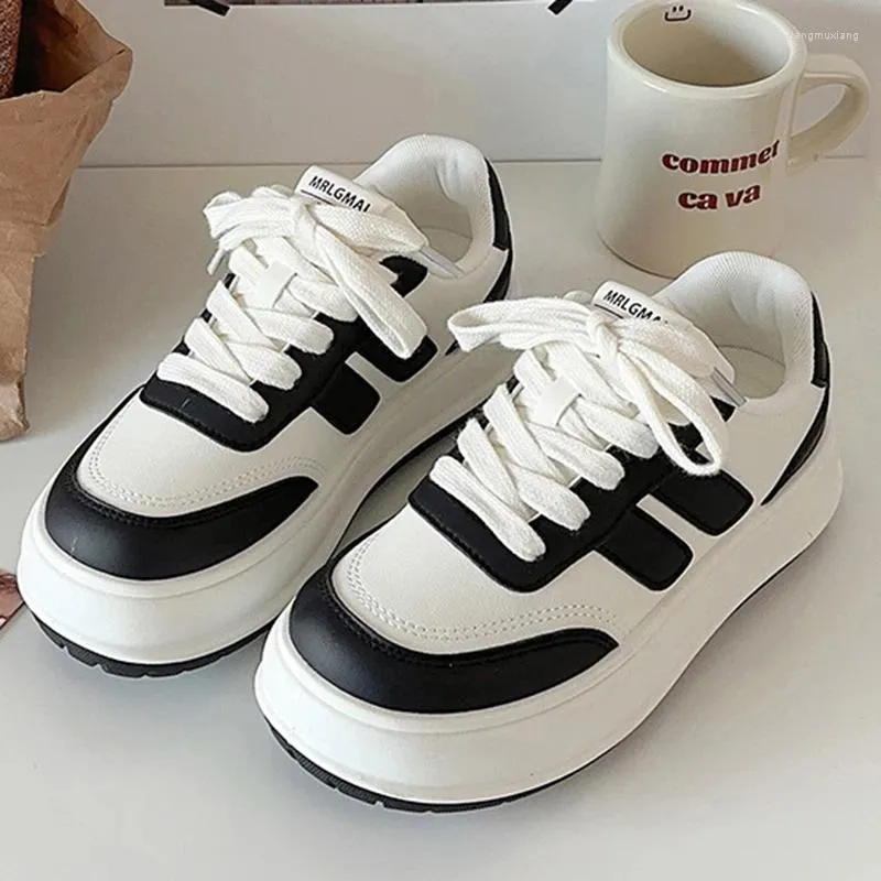 Casual Shoes Spring Thick-Soled White For Women Höjd-ökande mångsidig sport Leisure Patchwork Low Top Sport Sneakers
