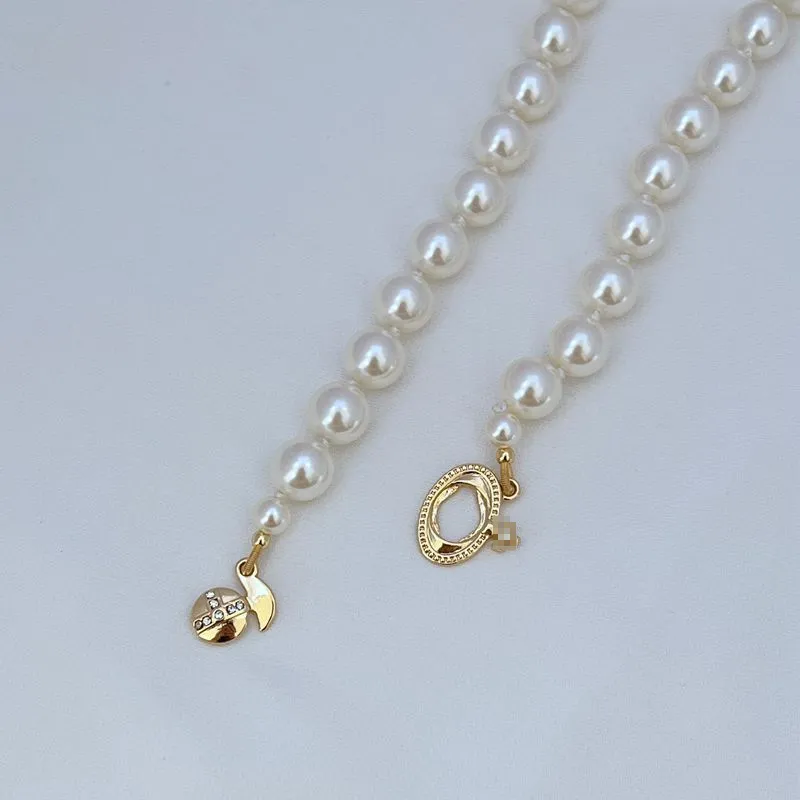 Lady Designer Saturn Charm kettingen zilver en gouden waterdruppelvormige parelketting