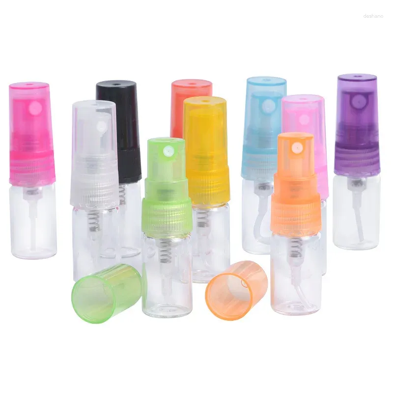 Bouteilles de rangement 100pcs / lot 2 3 5 ml de parfum en plastique ATomizer des contenants cosmétiques vides pour échantillon