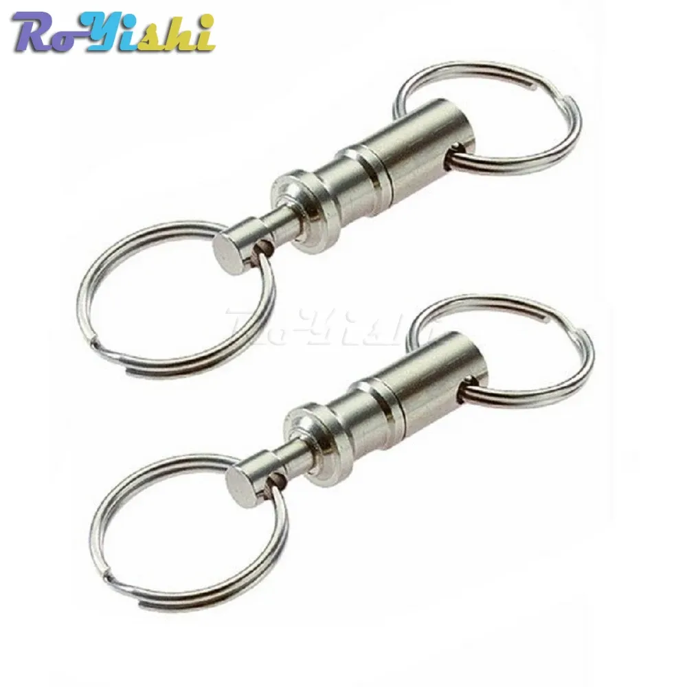 Nyckelringar avtagbar nyckelning Snabbutgivning Keychain Dual löstagbar nyckelring Snap Lock Holder Steel Pullapart Key Rings