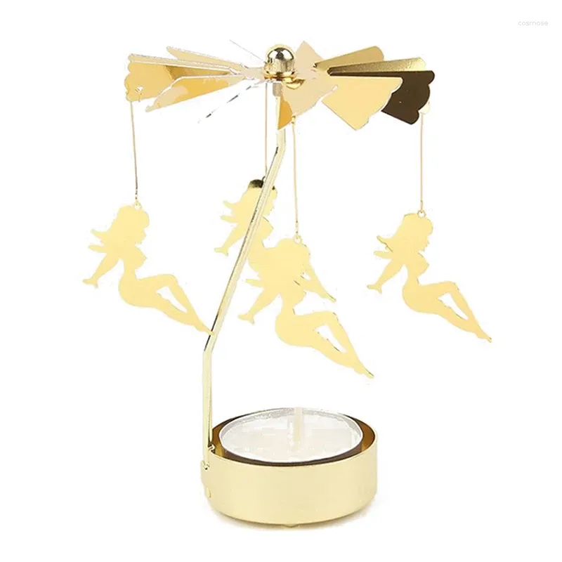 Bougeoirs Golden romantique rotatif chandelier Noël Snowflake Metal Haters de Noël cadeau 2024 Dîner DÉCORATIONS