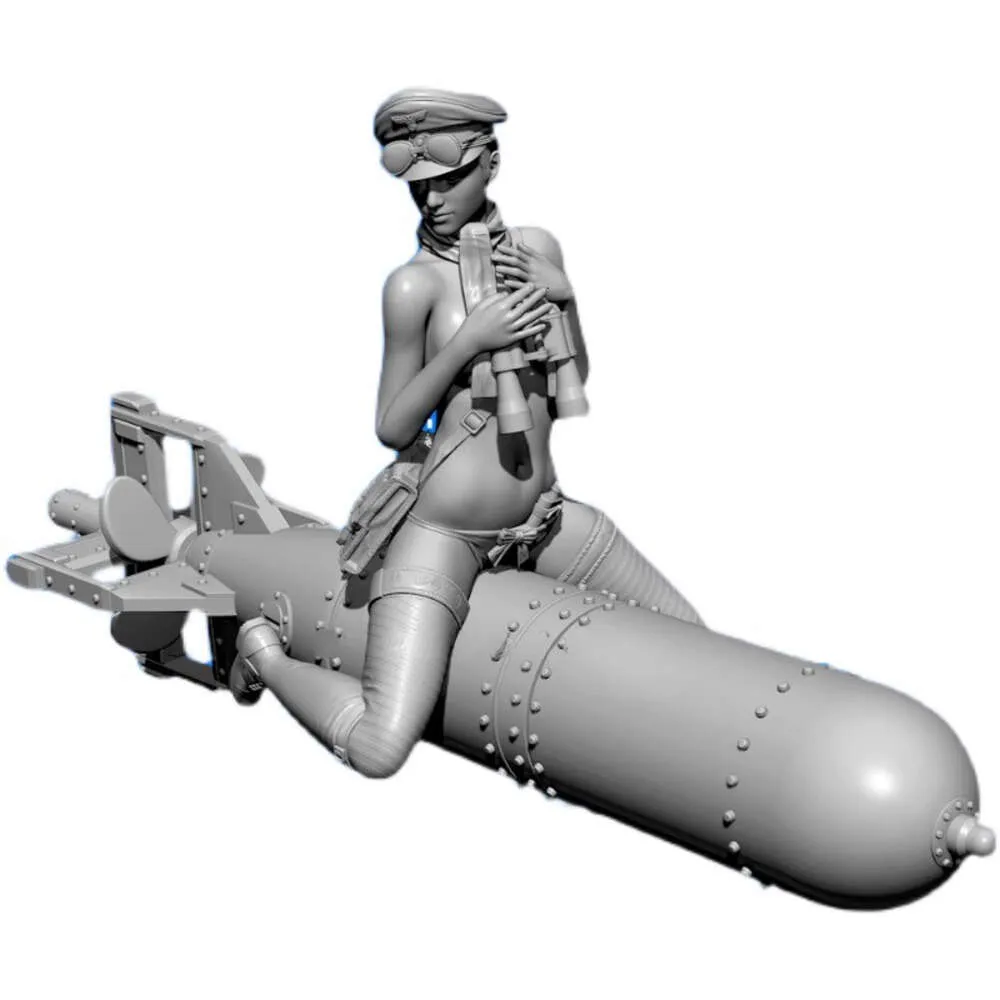 Anime Manga Rocket Girl Full Resin Figure 1/24 Scale 75mm Miniatures Assembled Model Kit Unassembled Ama and Unpainted Figurines Toys