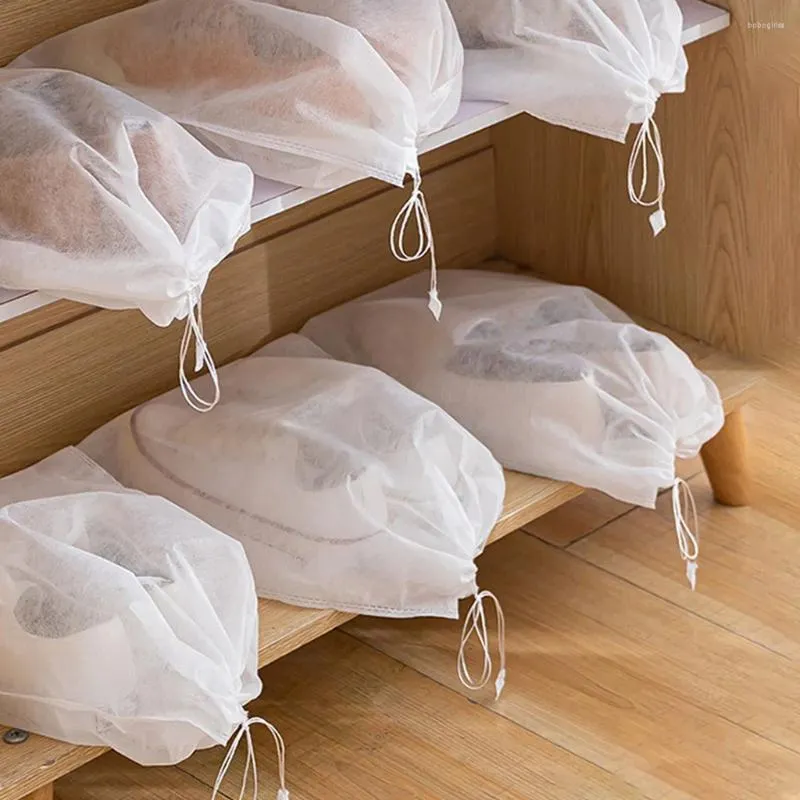 Storage Bags 5Pcs/Set Shoe Dust Covers Non-Woven Dustproof Drawstring Clear Bag Travel Pouch Drying Shoes Protecter