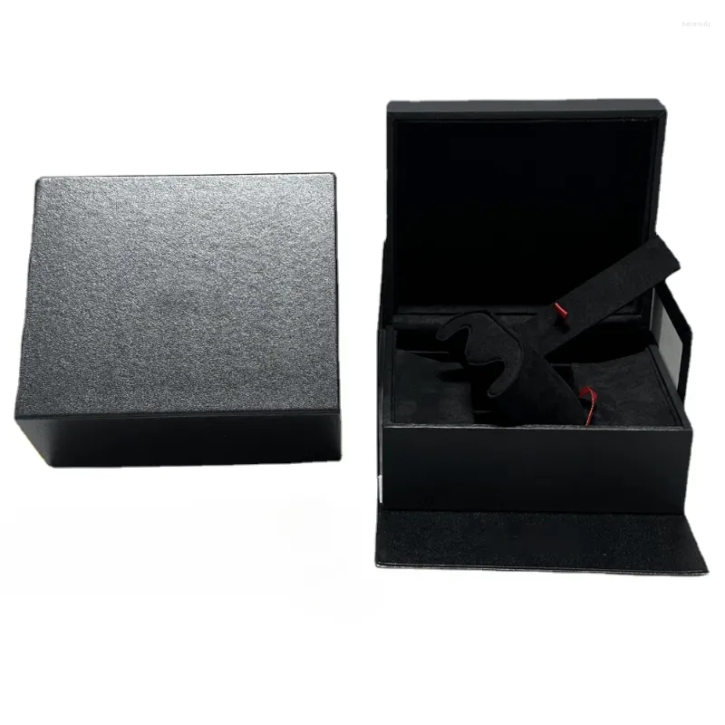 Caixas de relógio Caixas de atacado preto com NLNL Card de etiqueta de madeira pode personalizar 904L Relógios Gift Steel