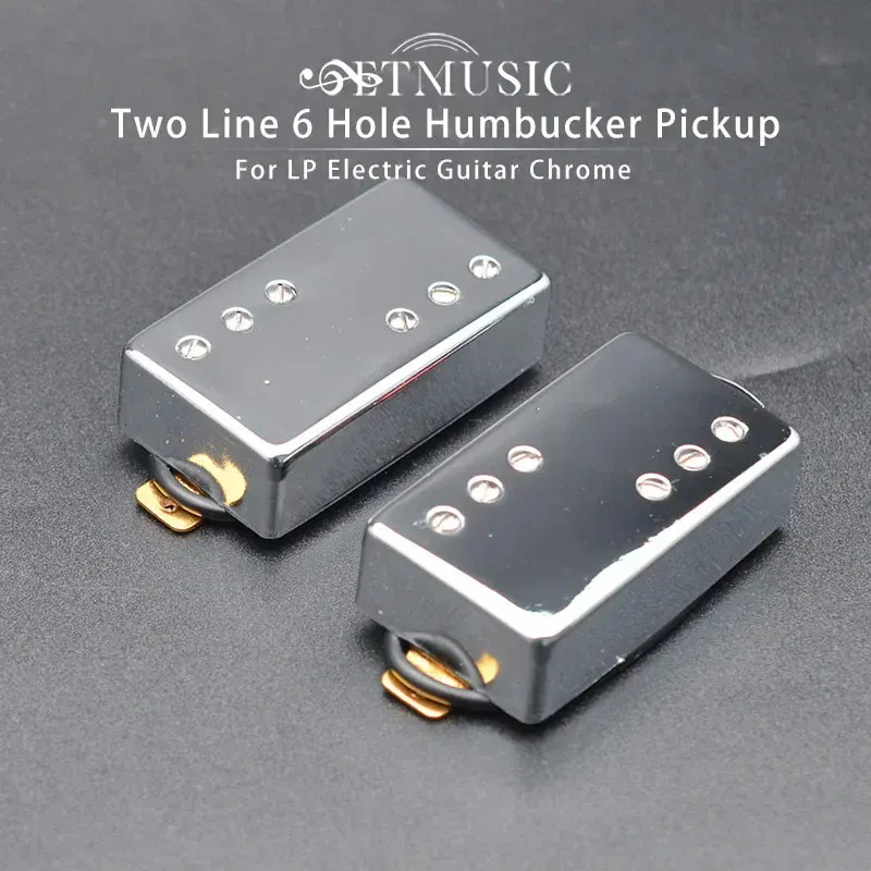 Pinnar Two Line 3+3 Mässing Cover Humbucker Guitar Pickup 4 Spole Cable 7.5K/15K Coil Spliting Pickup For LP Guitar Chrome