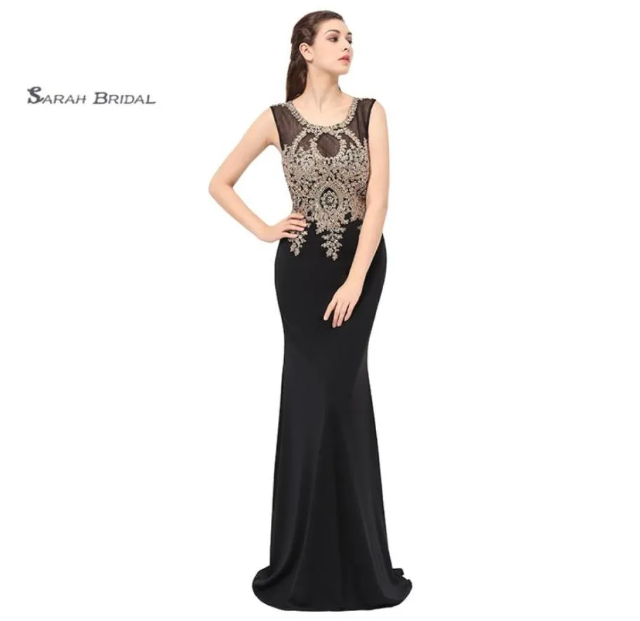 Mermaid Lace Beads Sexy Black Prom Party Vestres 2019 Sexy Elegant Vestidos de Festa noite ocasião, vestido sem mangas LX3609942264