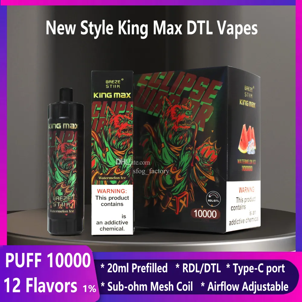 Puff 10000 wegwerpvaps pen 10k puff shisha dtl vaper e sigaret brreze stiik king max