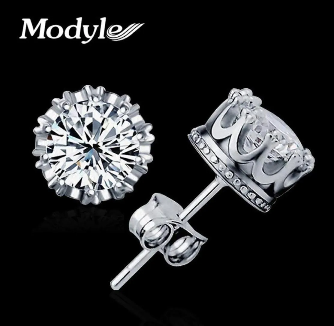 Modyle Fashion Jewelry 8mm Round 2 Carat Cubic Zirconia SilverColor Stud Earrings for Women8643392