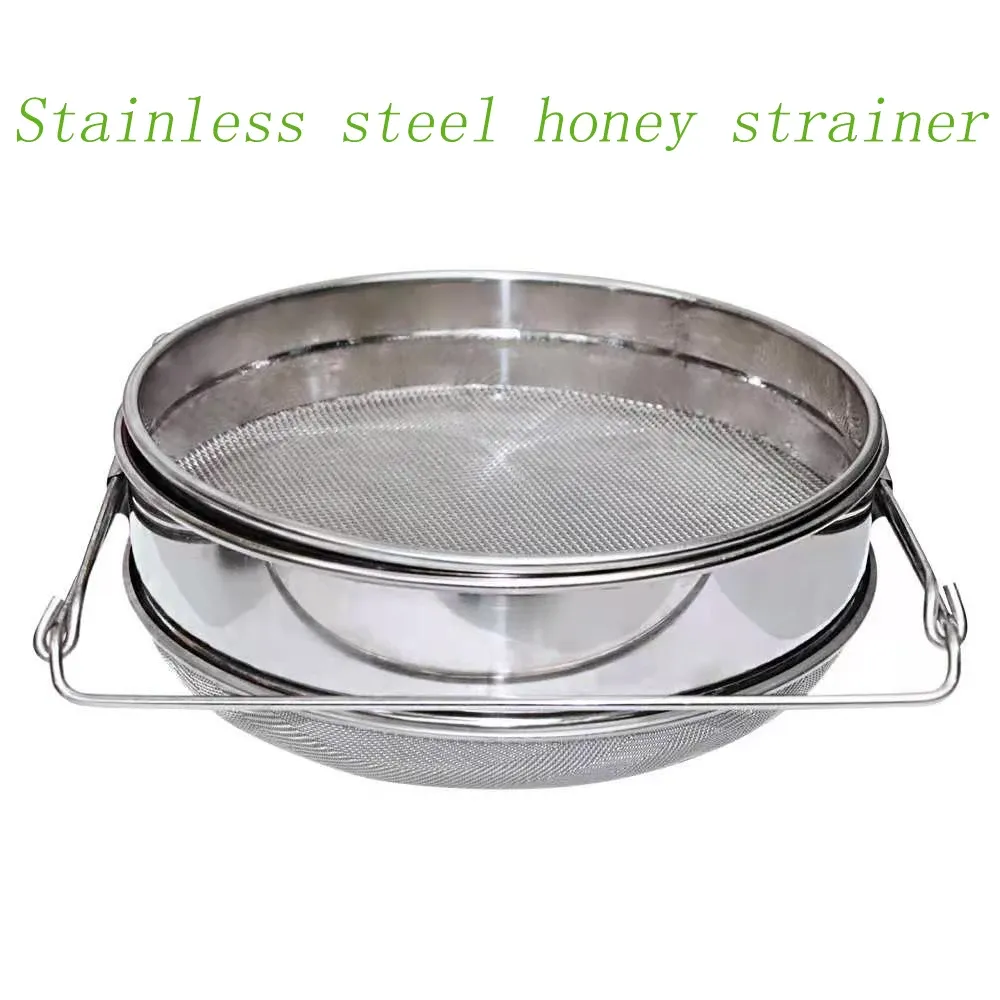 Clippers Reusable Mesh Doublelayer Honey Strainer Stainless Steel Screen Bilayer Honey Filters Beekeeping Equipment Straining Honey Tool