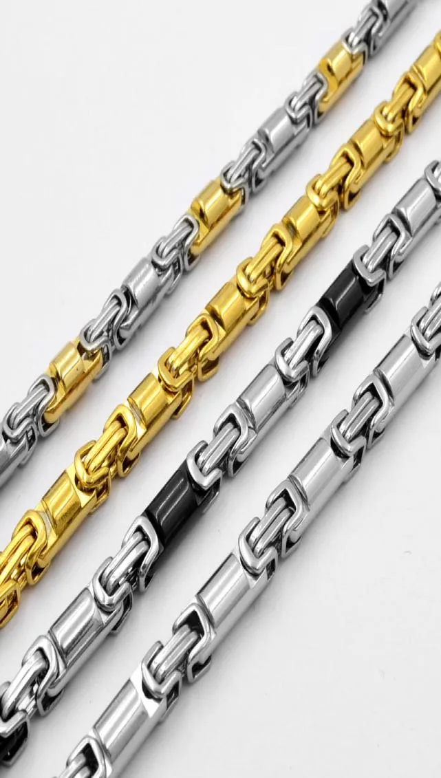 SUNNERLEES Fashion Jewelry Stainless Steel Necklace 6mm Geometric Byzantine Link Chain Silver Gold Black Men Women Gift SC136 N9827895