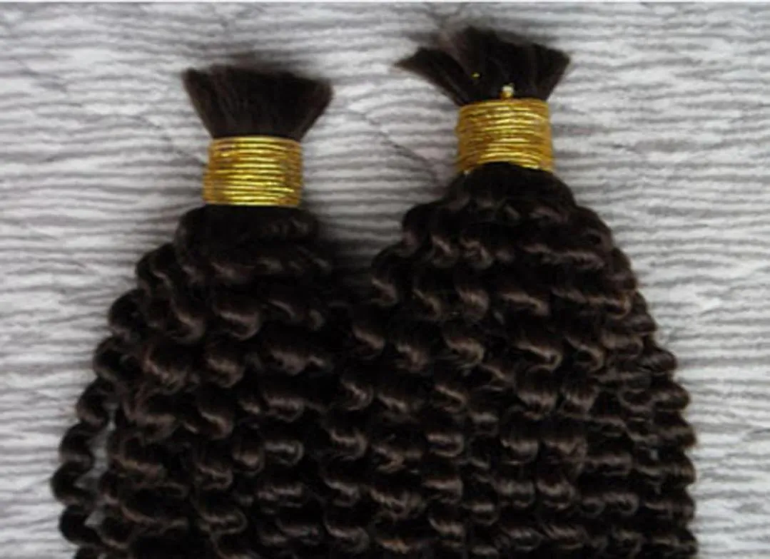 Capelli di massa ricci di Mongoli Ricuria 2 fasci di capelli umani per intrecciare Bulk senza attaccamento 200 g senza trama umana Bulk per intrecciamento8198525