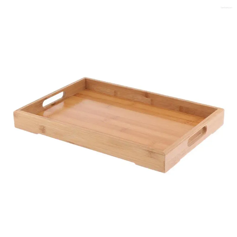 Plateaux de thé rectangle bambou en bois servant plateau de plats de nourriture pour le dîner pour les collations de fête de café