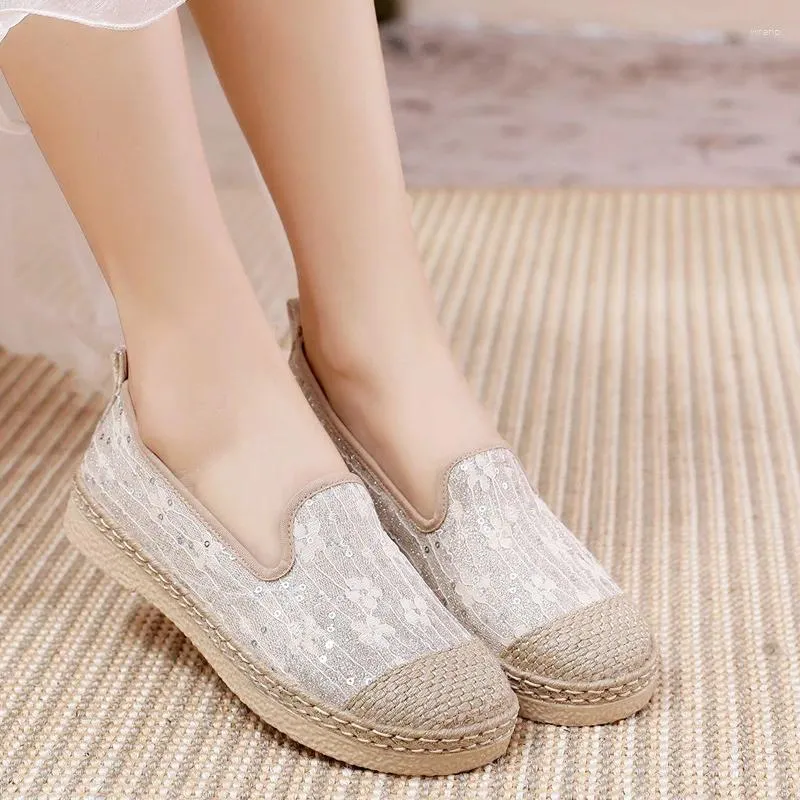 Casual Shoes 2024 Spring and Summer Flat Women's Breattable Cloth Lazy Slip-On