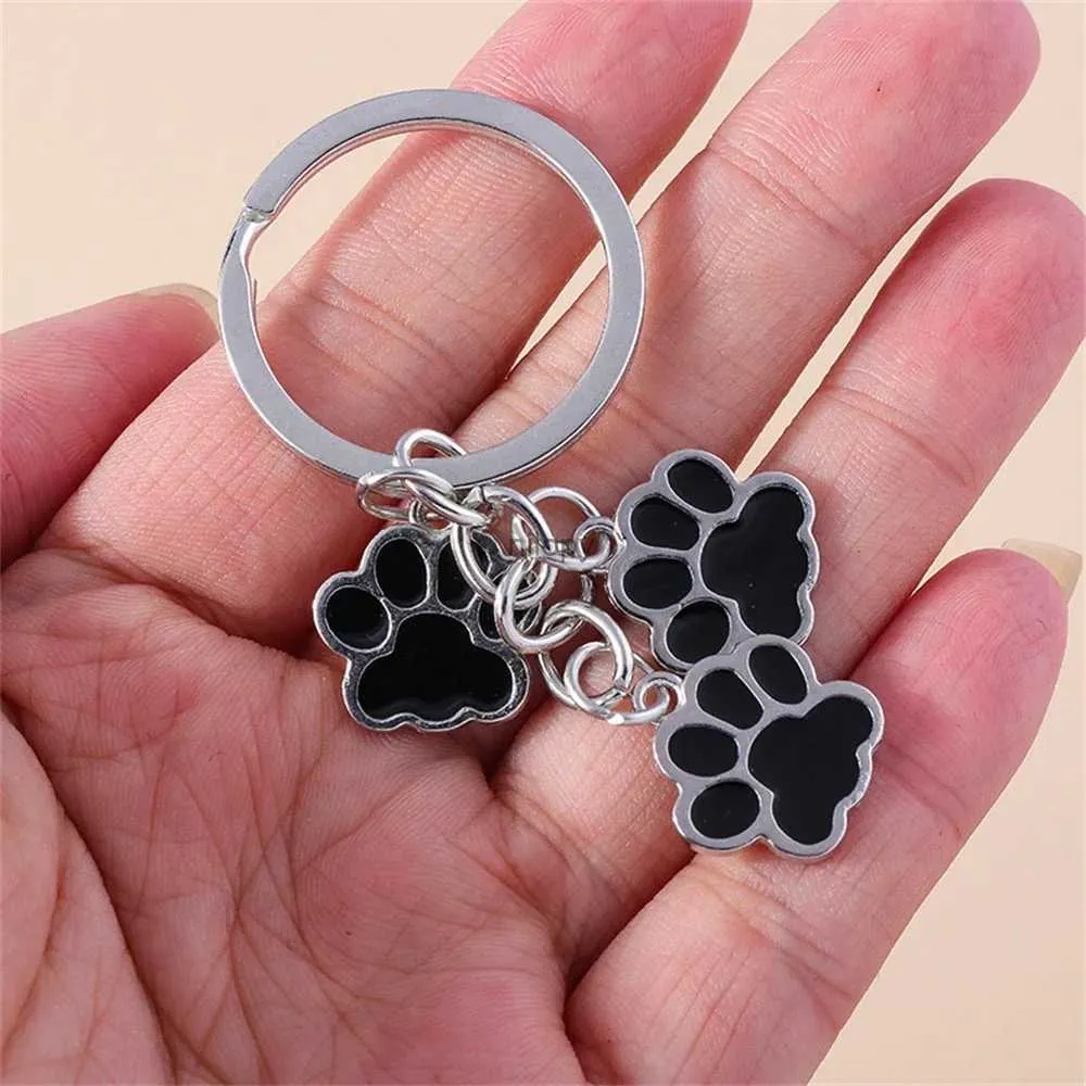 Tornari percorsi simpatici smalto gatto cane zampa Keechain kawaii animale footprint catene chiave per donne uomini accessori accessori per le gioielli fai -da -te regali souvenir