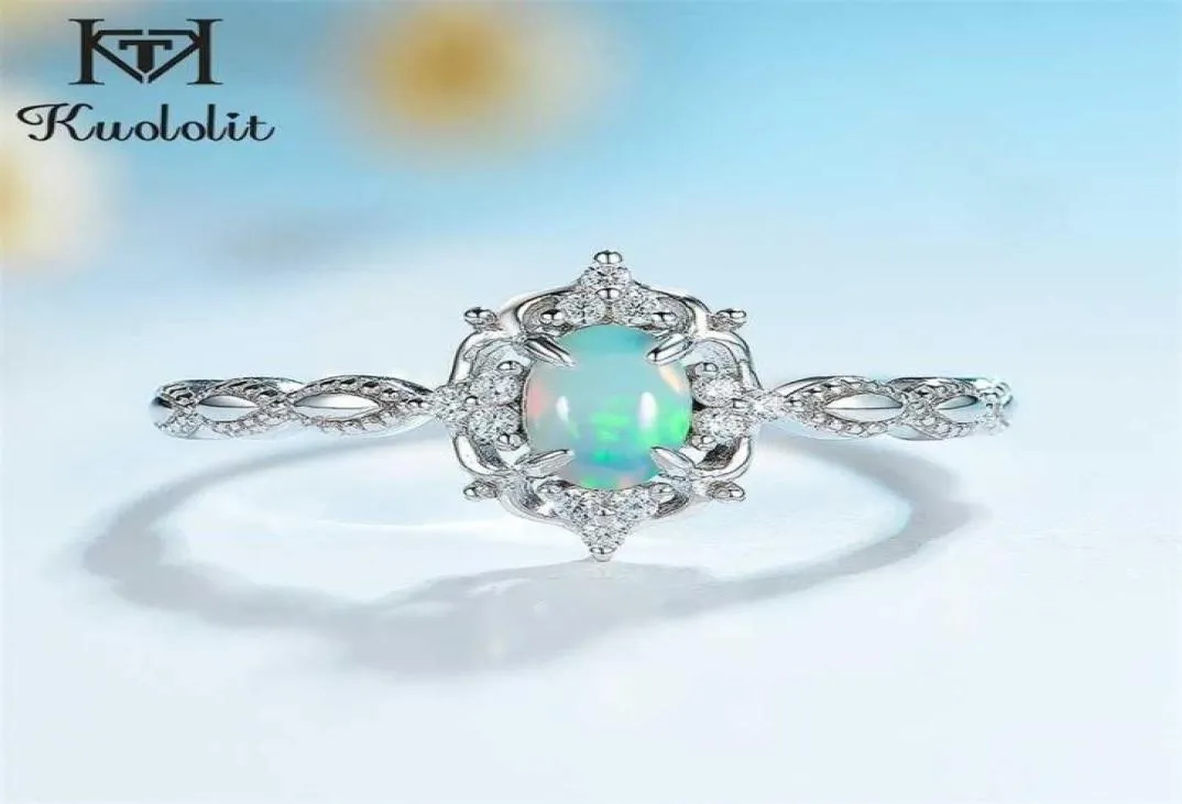 Kuoit Natural Opal Gemstone Rings for Women 925 STERLING SILVER FIRE STONEサイズ10リングウェディングエンゲージメントギフトファインジュエリー220127956433